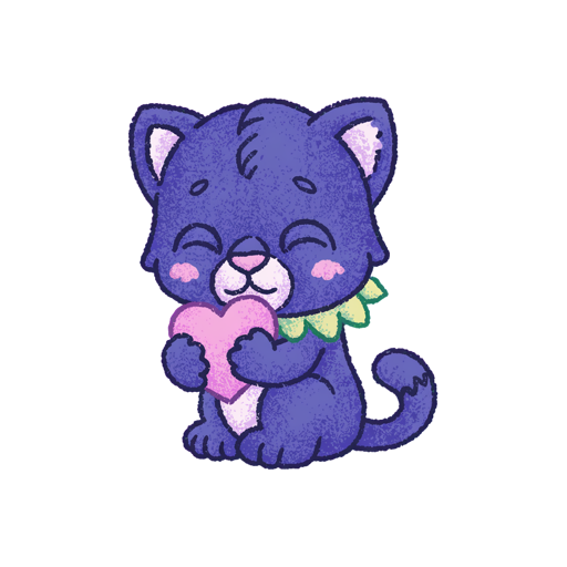 Snuggle Panther holding a pink heart